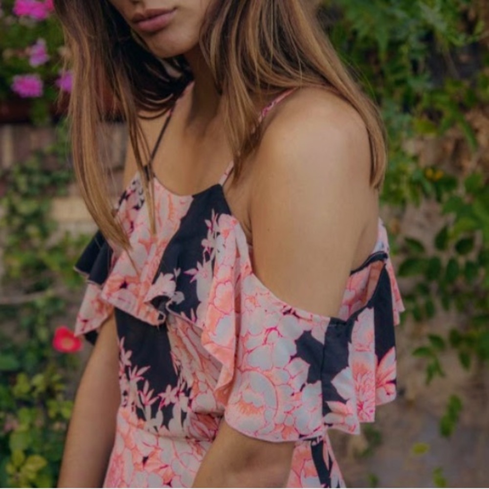 Cleobella Dress Floral Print Pink Black Like New